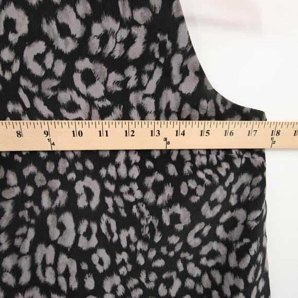 Joie Top Black Gray Leopard Print Pattern Sleeveless Round Neck Silk Size Small - Picture 5 of 9